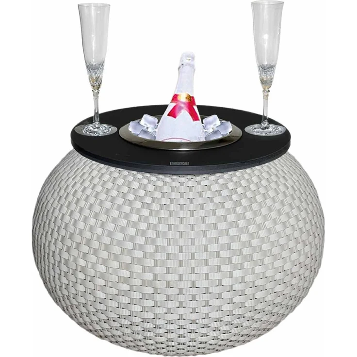 COOTAB Cooler Table MILANO 3-in-1 Loungetisch mit Edelstahl-Kühler - Champagner/Schwarz – Bild 1