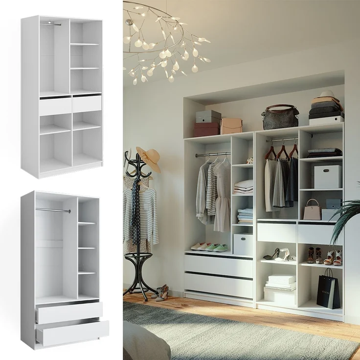 Kleiderschrank Elmo Weiß 200 x 200 cm 2er Set Vicco – Bild 2