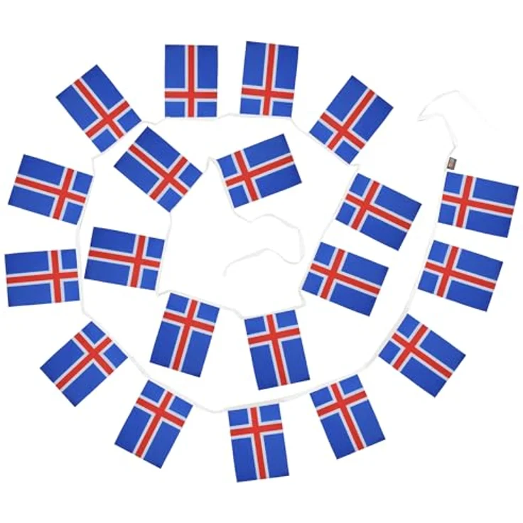 AZ FLAG - Fahnenkette Island 6 Meter Mit 20 Flaggen - 21x14 cm - Isländische Girlande Flaggenkette 14 x 21 Cm – Bild 6