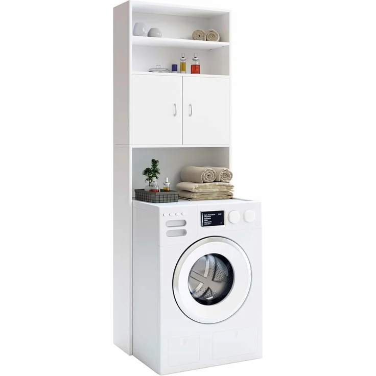 Casaria Waschmaschinenumbauschrank Neapel Waschmaschinenschrank mit Türen Überbauschrank Waschmaschine Bad Weiß – Bild 1