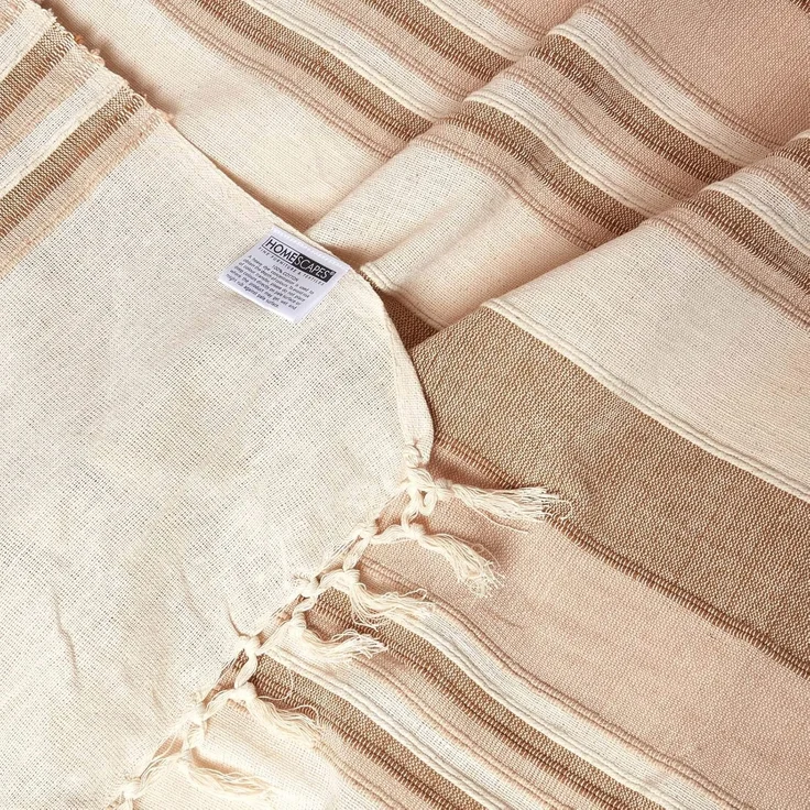 Plaid Tagesdecke Morocco beige gestreift, 150 x 200 cm, Homescapes – Bild 8