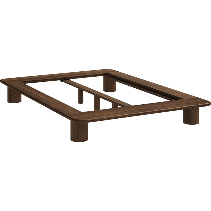 skølm 'Vestri' Futonbett 140x200 cm, Bettgestell aus Eiche Massivholz, Walnuss Optik lackiert, Massivholzbett 25 cm hoch, geeignet als Doppelbett – Bild 2