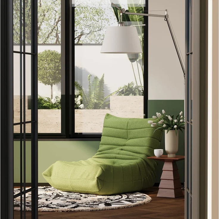 Lounge-Sofa aus Teddy-Velours mit hochdichter Polsterung, ergonomisch, 110x85x79 cm, Grün – Bild 5