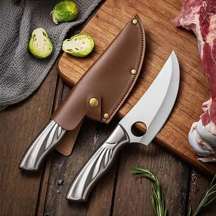 Multifunktionales Outdoormesser und Küchenmesser - Kompakt, scharf und handlich mit Ledertasche - Das ultimative Werkzeug für Abenteurer und Kochbegeisterte