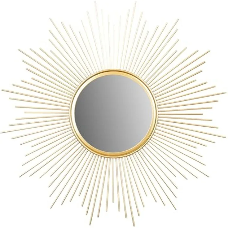Levandeo® Dekospiegel, Sonnenspiegel Gold Ø 50cm Metall Deko Goldene Sonne Spiegel