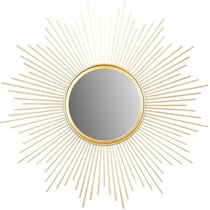 Levandeo® Dekospiegel, Sonnenspiegel Gold Ø 50cm Metall Deko Goldene Sonne Spiegel – Bild 1
