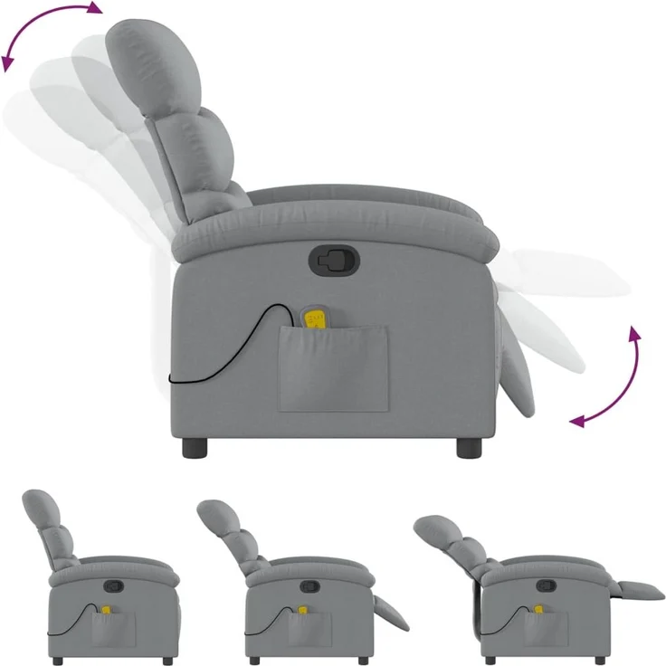 vidaXL Massage-Relaxsessel, hellgrauer Stoff 3205809 – Bild 6