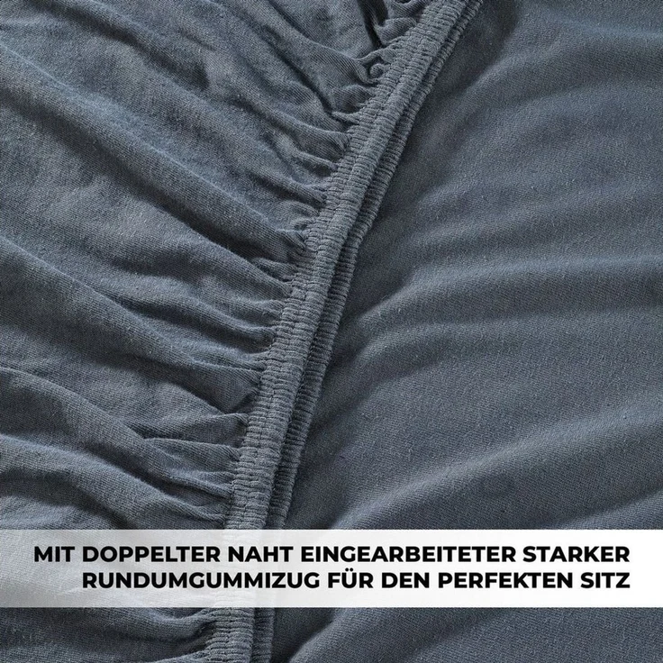 Malika Spannbettlaken aus 100% Baumwolle, 90-100x200, Anthrazit, Jersey Baumwolle, Gummizug: Ja, (2 Stück), Allergikergeeignet, Pflegeleicht und Atmungsaktiv – Bild 3