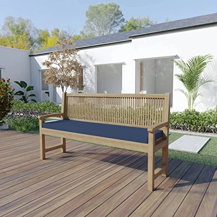 chilly pilley Bankkissen Bankauflage Polsterauflage Reißverschluss mit Schlaufen Kissen für Gartenbank für Gartenmöbel Sitzkissen & Rückenkissen Outdoor (100 x 50 x 5 cm, Dunkelblau) – Bild 2