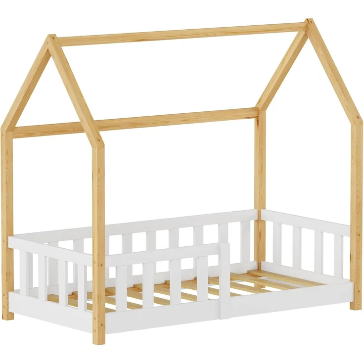 Hausbett Hesel mit Rausfallschutz 70x140 cm Weiß/Natur [en. casa] – Bild 3