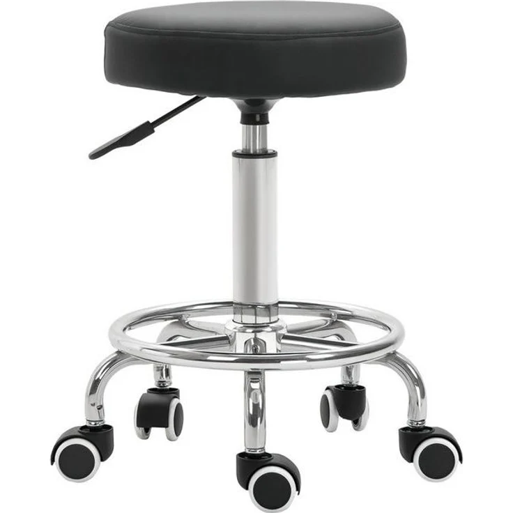 Vinsetto Rollsitz Samt-Touch mit Rädern, Rollhocker höhenverstellbar (Salonstuhl, 1 St, Salonhocker), für Wohnzimmer, Schwarz – Bild 4