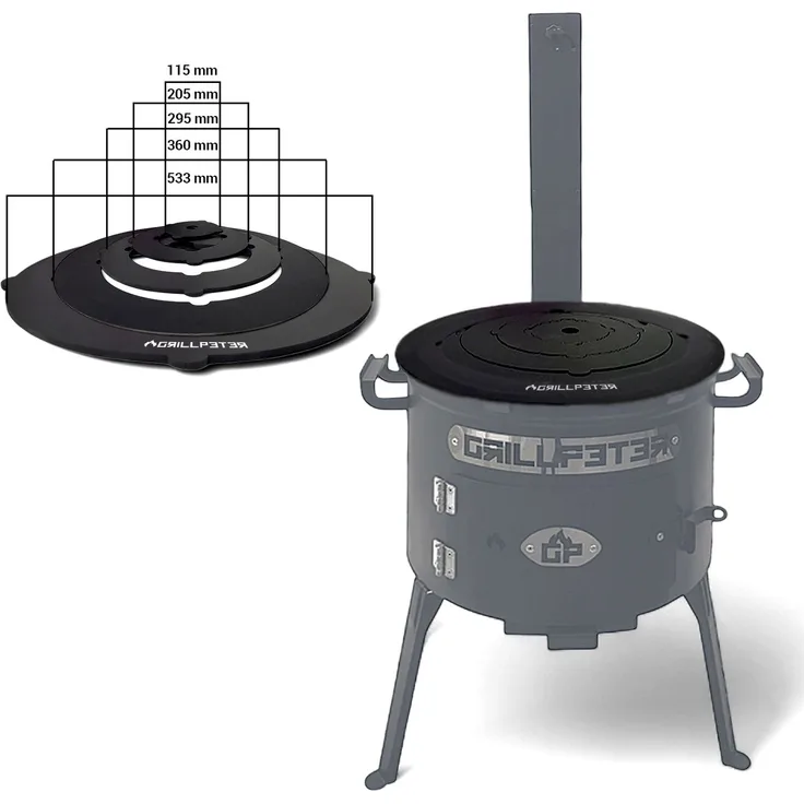 Grillpeter Adapterplatte für Utschak Ø50cm Kochplatte aus Stahl 4mm schwarz