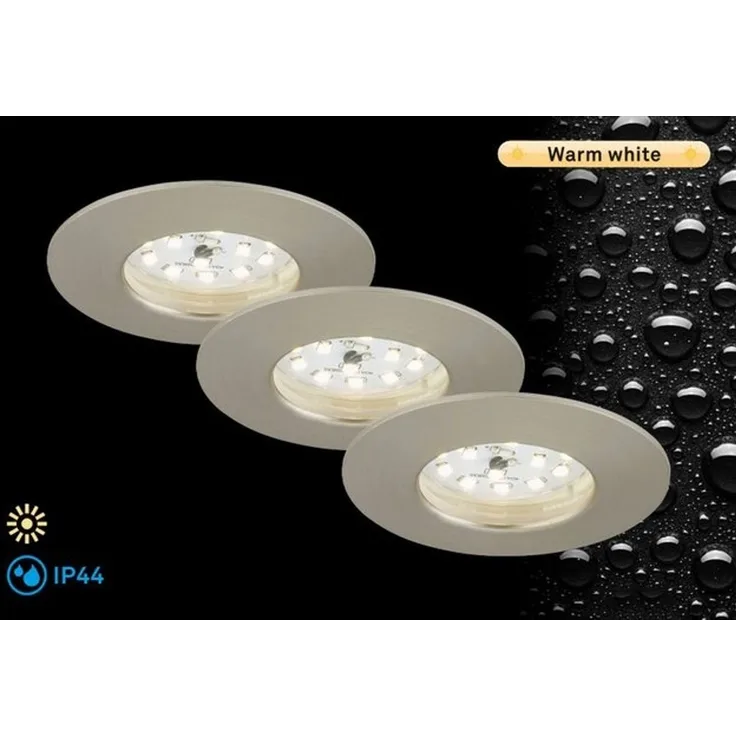 Briloner LED Einbauleuchten Attach matt-nickel 3er Set Deckenspot Lampen