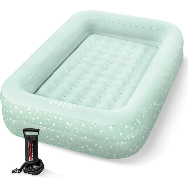 Intex Kinder Reisebett mit Pumpe, mint, 107 x 168 x 25 cm – Bild 1