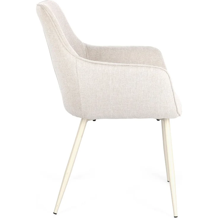 Esszimmerstuhl Cora 2er-Set, Stoff und Metall, modern mit Armlehne, beige, komfortabel gepolstert – Bild 6