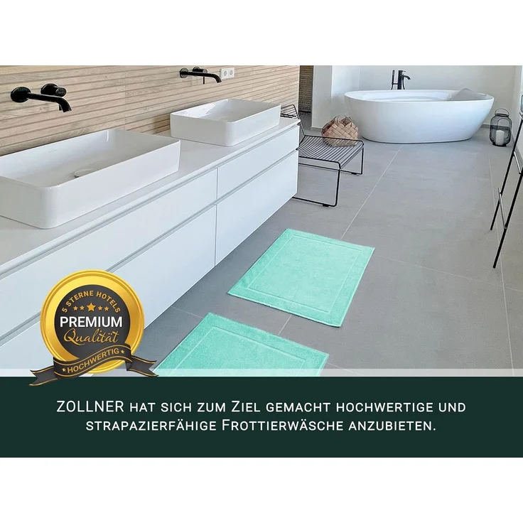 ZOLLNER Badematte, angenehmes Hautgefühl, fußbodenheizung geeignet, 100% Baumwolle, rechteckig, Badematte, 100% Baumwolle, vom Hotelwäschespezialisten – Bild 5