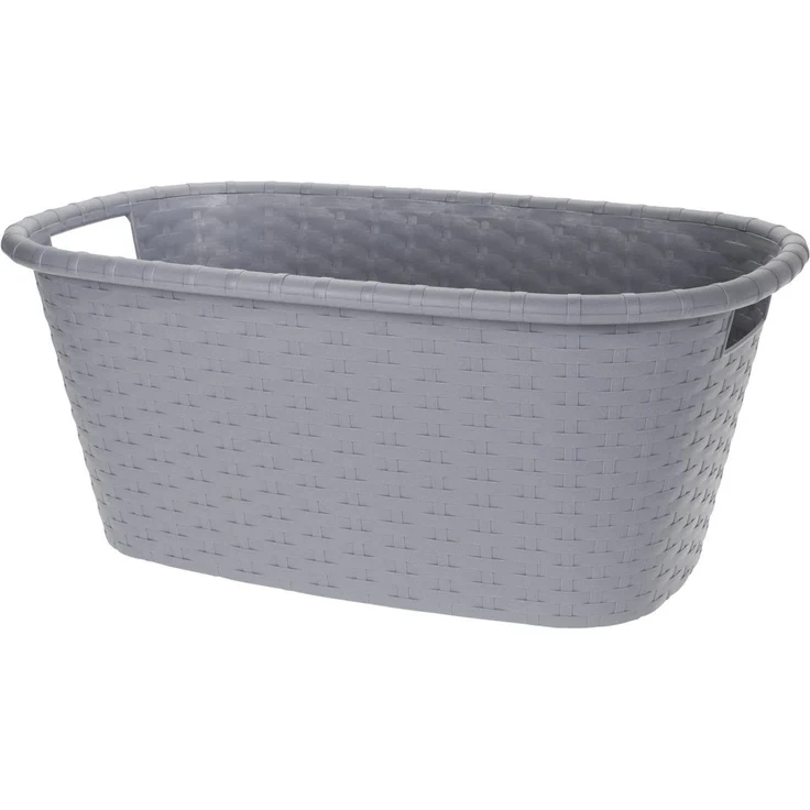 Koopman Wäschekorb Wäschewanne Kunststoff Pastellfarben 2 er Set (2 St), 2 Stk, 35 Liter, Grau, Rattan-Optik, Kunststoff – Bild 2