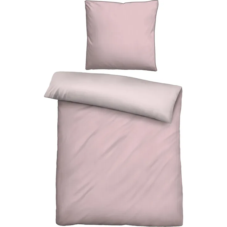biberna Mako-Satin Bettwäsche 0615211 FEINE STREIFEN, rose, 1x 155x220 cm + 1x 80x80 cm