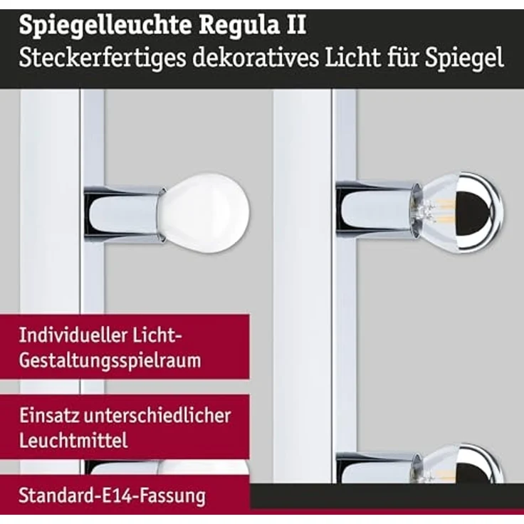 Paulmann 80100 Spiegelleuchte Regula II Stecker 4-flammig E14 Chrom IP44 – Bild 3