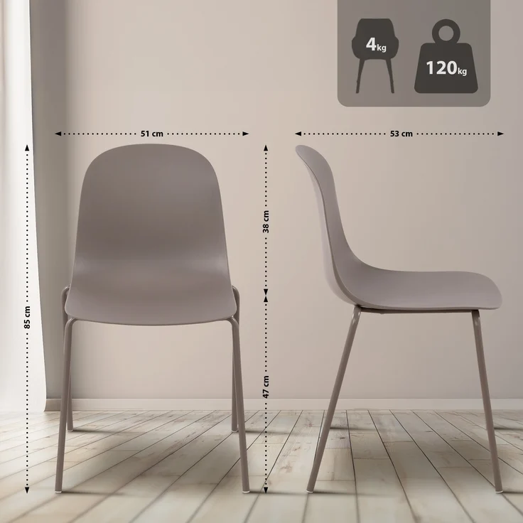 CLP 4er Sitzgruppe Veldin Set 1 Tisch 4 Stapelstühle wetterfest UV-beständig,taupe – Bild 2