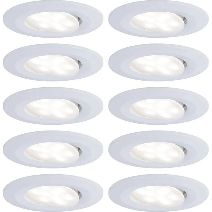Paulmann 'Calla 99922' Einbauleuchte 10er-Set, BBC/IP65, schwenkbar, LED 10x680lm, 4000K 6W Weiß, 5 x Ø9 cm