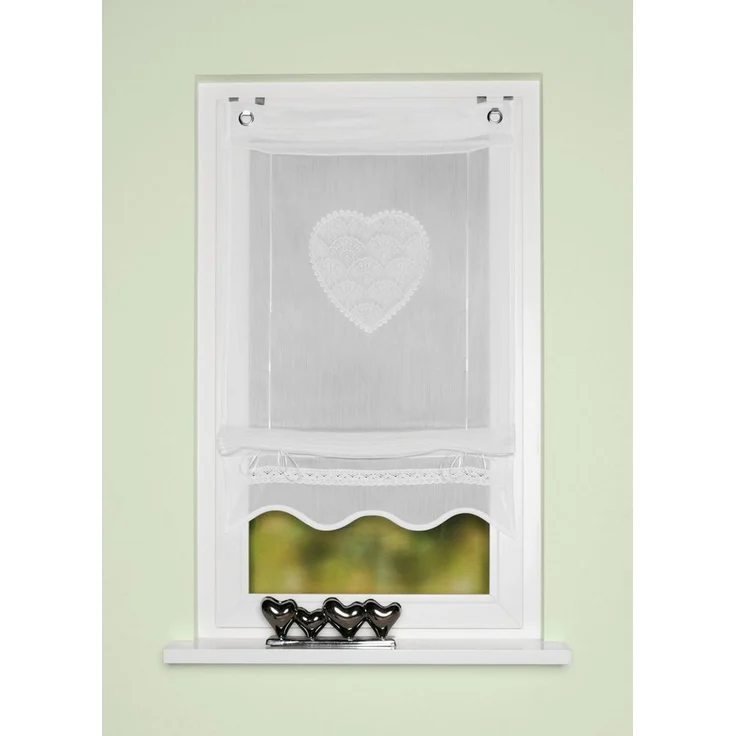 HOME WOHNIDEEN Bändchenrollo CORAZON, mit Hakenaufhängung, Bändchenrollo, bestickt – Bild 1