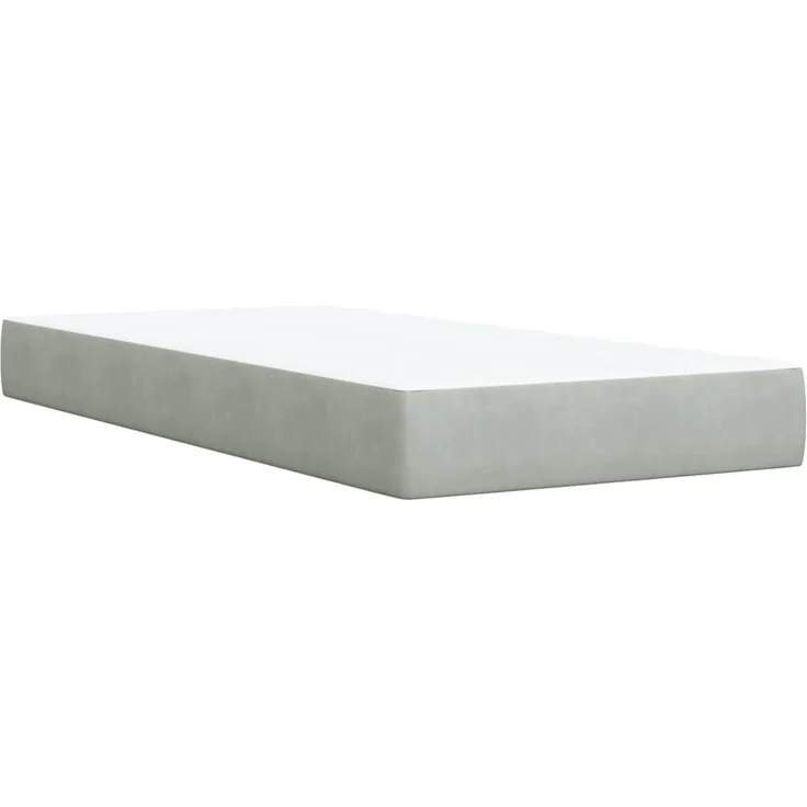 vidaXL Boxspringbett mit Matratze Hellgrau 90x190 cm Samt 3288480 – Bild 12