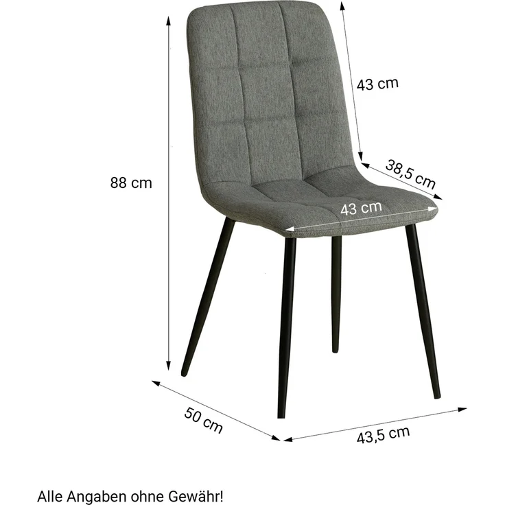 Esstisch mit 4 Stühlen Set Essgruppe Polsterstühle Leinen Grau Esszimmertisch Rund Ø 110 cm Modern Metall Schwarz – Bild 9