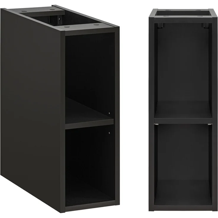 Badmöbel Set mit Waschtisch Regal Kombination mit Aufsatzwaschbecken XANTEN-56 in anthrazit mit Eiche Nb. schwarz gerillt, B/H/T: ca. 130/200/46,5 cm – Bild 5