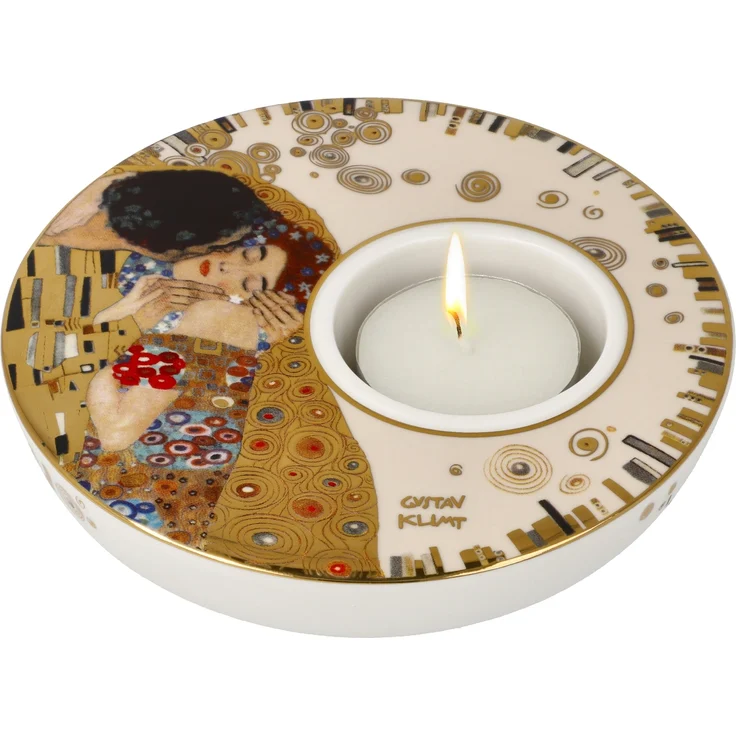 Goebel / Gustav Klimt Der Kuss,Kerzenhalter,12,0cm x 12,0cm x 4,0cm / Porzellan / 12,0cm x 12,0cm x 4,0cm – Bild 1