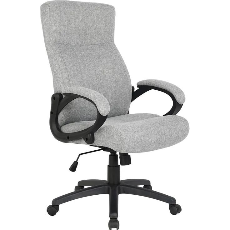 SixBros. Bürostuhl, Schreibtischstuhl, hohe Rückenlehne & Dicke Polsterung, ergonomischer Drehstuhl für’s Büro oder Home-Office, stufenlos höhenverstellbar & leichtläufig, grau HLC-0311-1/2167