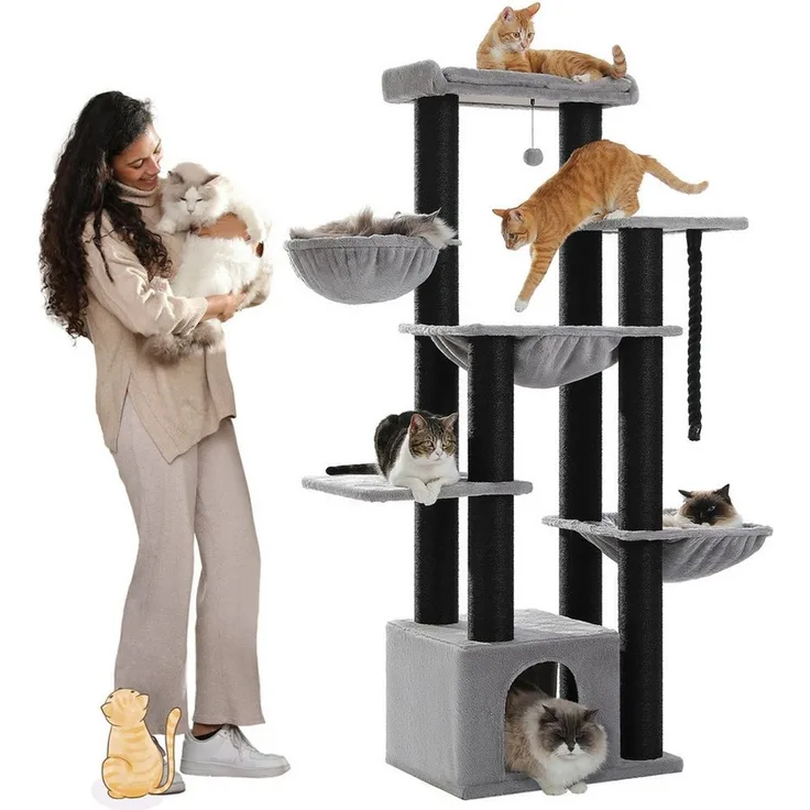 Purpurra Kratzbaum Extra-Dick Stämme XXL Stabil für Grosse Katzen, 114/170 cm