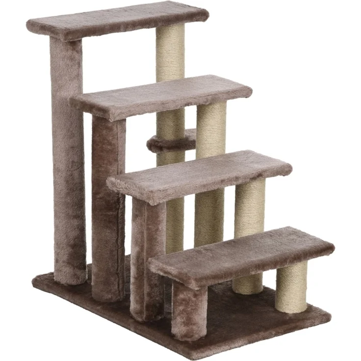 JARDJ Haustiertreppe, Kratzbaum, 4-stufig, für Tiere bis 5 kg, 60x40x64cm, Braun – Bild 1