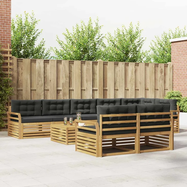 vidaXL Outdoor-Sofagarnitur 9 stk. 8-Sitzer Weiß und Anthrazit 3390727