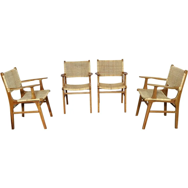SIT&CHAIRS Armlehnstuhl Teak Rattan Natur