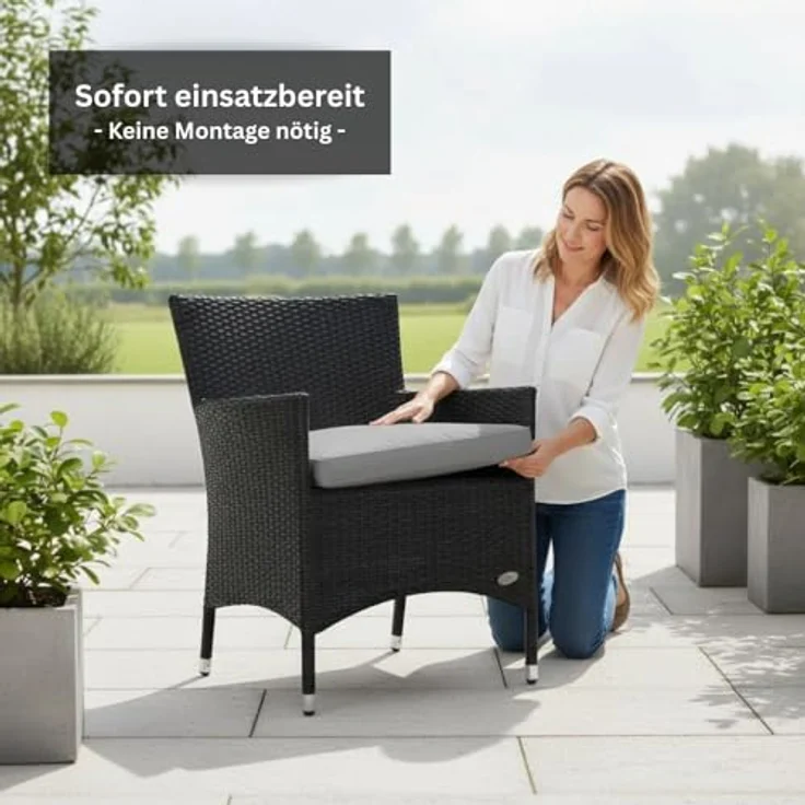 XXXL Rattan Stuhl Trento, Farbe Schwarz – Bild 6