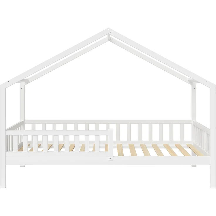 Bellabino 'Vils' Hausbett 90x200 cm, weiß, Kiefer Massivholz, Montessori Kinderbett mit Rausfallschutz und Lattenrost – Bild 11