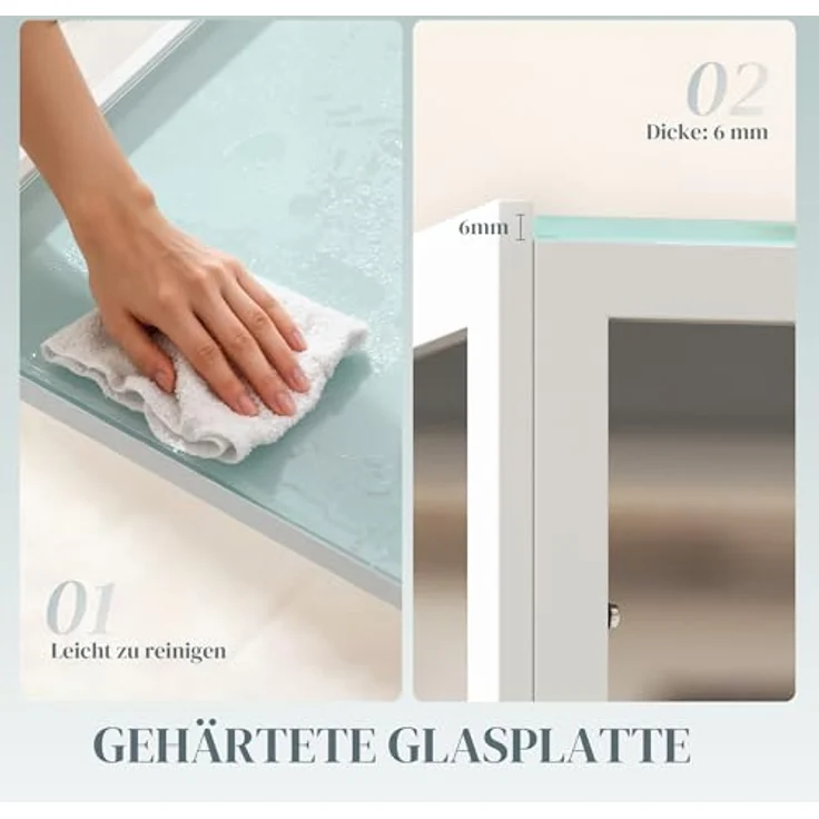 HOMCOM Esstisch 120x60 cm Küchentisch für 4 Personen Esszimmertisch mit Tischplatte aus Hartglas moderner Tisch für Küche, Esszimmer Wohnzimmer Weiß – Bild 5