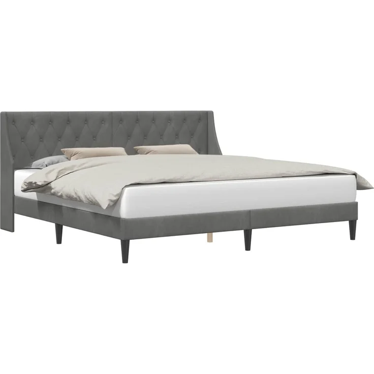 vidaXL Bettrahmen mit Kopfteil Dunkelgrau 183 x 213 cm Samt 42027466 – Bild 2