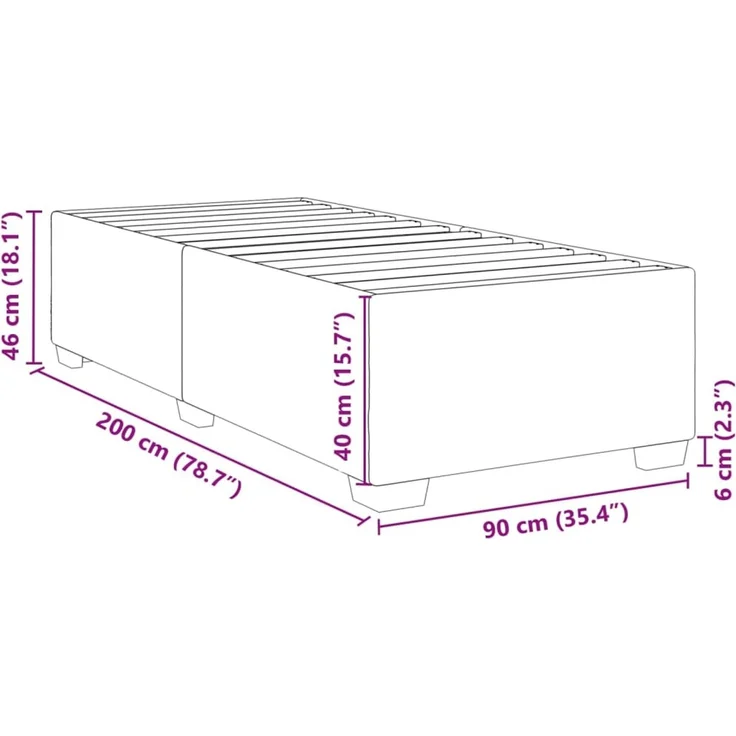 vidaXL Bettgestell ohne Matratze Schwarz 90x200 cm Stoff 3284445 – Bild 8