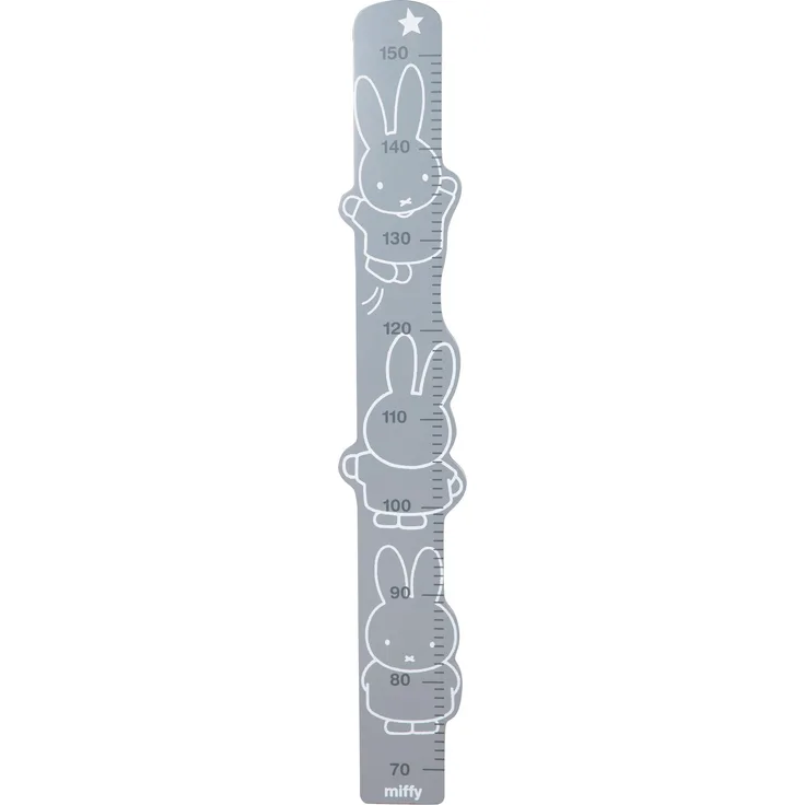 roba Messlatte 'miffy®' - bedruckt - Skala von 70 cm bis 150 cm für Kinder - Weiß / Grau / Anthrazit