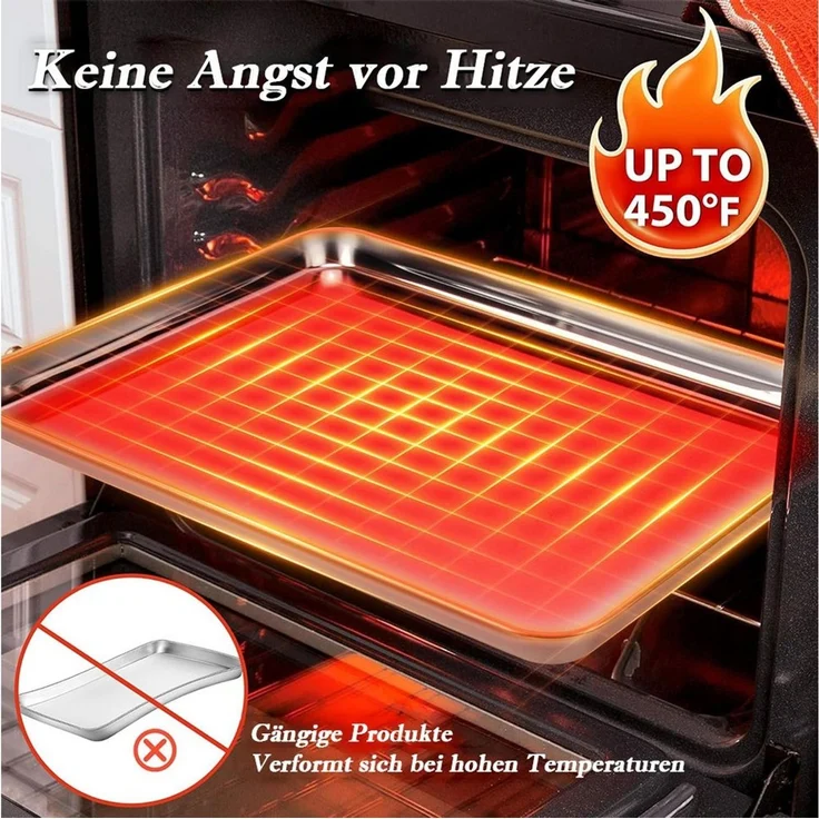 TUWENA Backform Backblech, Edelstahl Ofenblech Kuchenblech, Tortenplatte Rechteckig – Bild 3