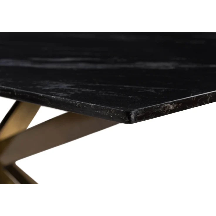 Esstisch 180x100x76 Marmor schwarz / Kreuzgestell Eisen Antik Messing BARCELONA #401 – Bild 5