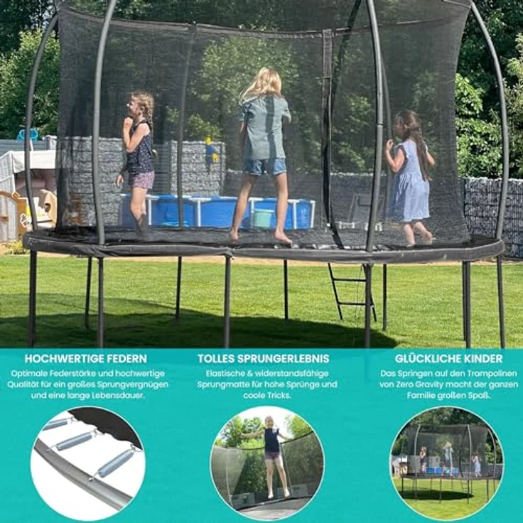 Ultima 4 Black Edition Zero Gravity Trampolin Ø 305 cm, mit Leiter und Sicherheitsnetz, für Nutzer bis 120 kg – Bild 5