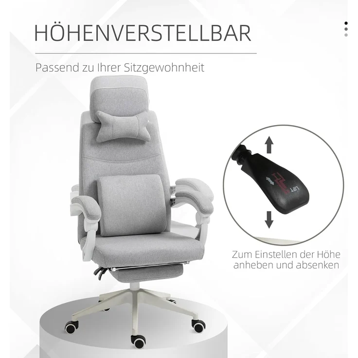 Vinsetto Schreibtischstuhl Drehstuhl mit Fußstütze – Bild 4