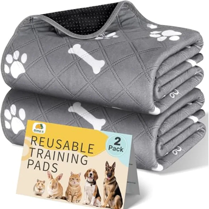 Gimars 2er 60×50 cm Extra Saugstark und Dick Welpenunterlagen waschbar Wiederverwendbare Hundetrainingspads Auslaufsicher und rutschfest Puppy Pads für Welpentraining Hunde Katzen Kaninchen