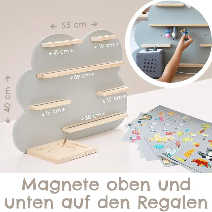 Milula Studios Tonie Regal Wolke Groß für 55 Tonie, Toniebox Regal für Toniebox & Tonie Hörfiguren, Tonie Regal Mädchen & Junge, Tonie Aufbewahrung, Regal Tonie Figuren, Tonieregal – Bild 3