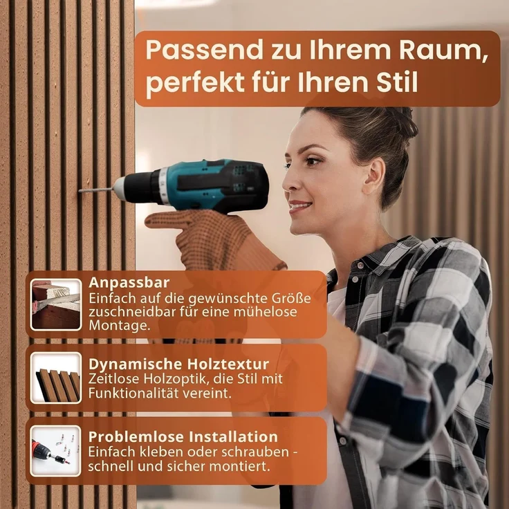 Akustik-Wandpaneel 8er Set Vang 120x60 cm Teakoptik [NEU. HOLZ] – Bild 3