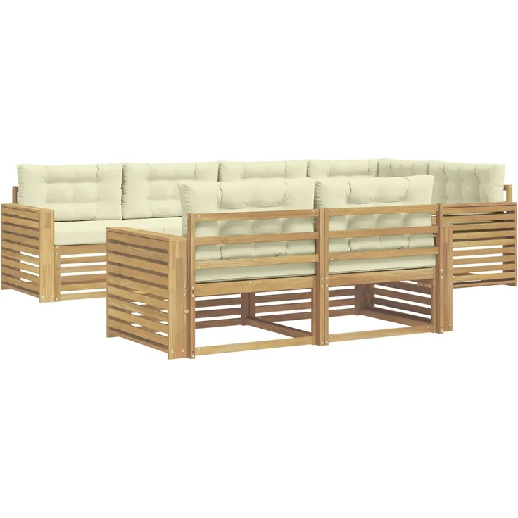 vidaXL Outdoor-Sofagarnitur 7 stk. 7-Sitzer Weiß und Creme Polyester 3390650 – Bild 2