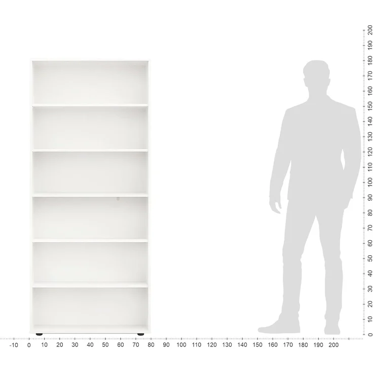 KOMTO Bücherregal Lumo 80 cm breit Regal mit 3, 4, 6 Ebenen und Höhenverstellbare Regale, Aufbewahrungsregal Bookshelf Weiß – Bild 9